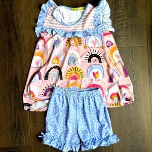 Millie Loves Lily rainbow and blue polka dot set